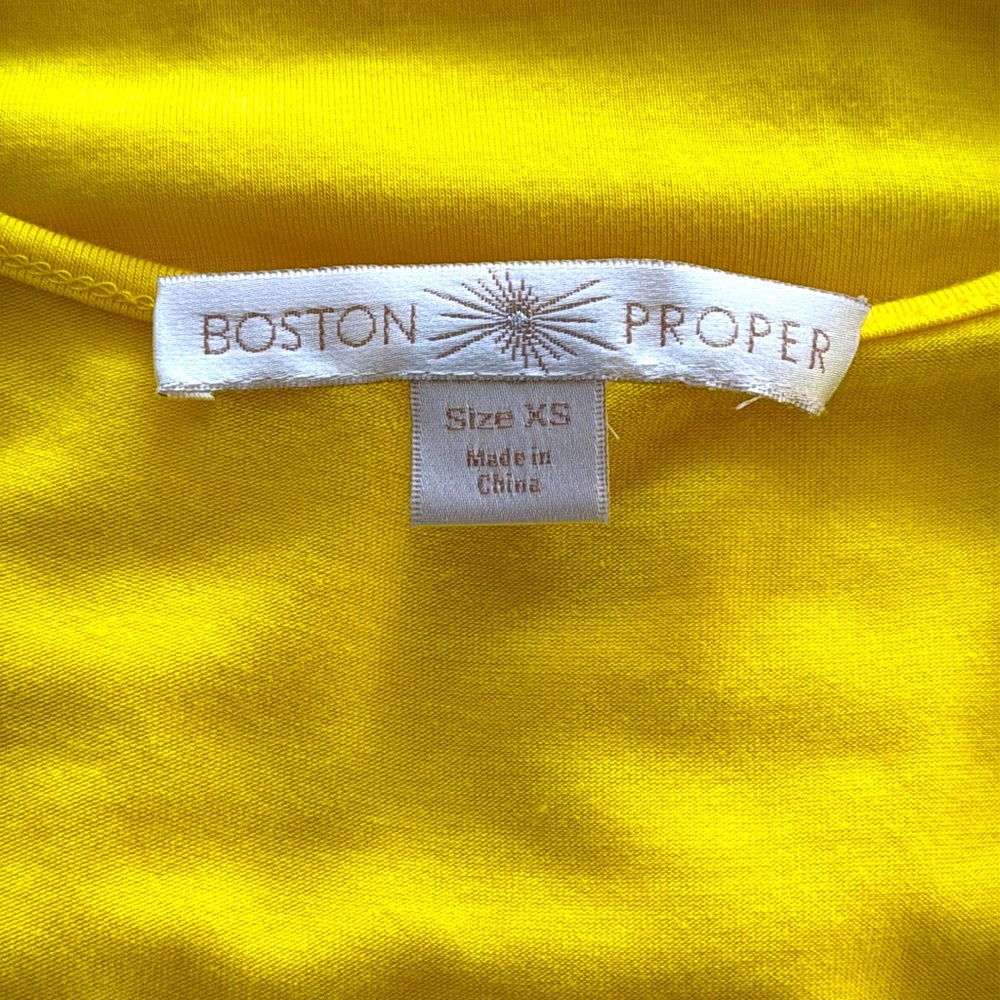 Boston Proper Lemon Yellow Sleeveless Crossover V-Neck Ruched Waisted Dress-XS - Picture 6 of 8
